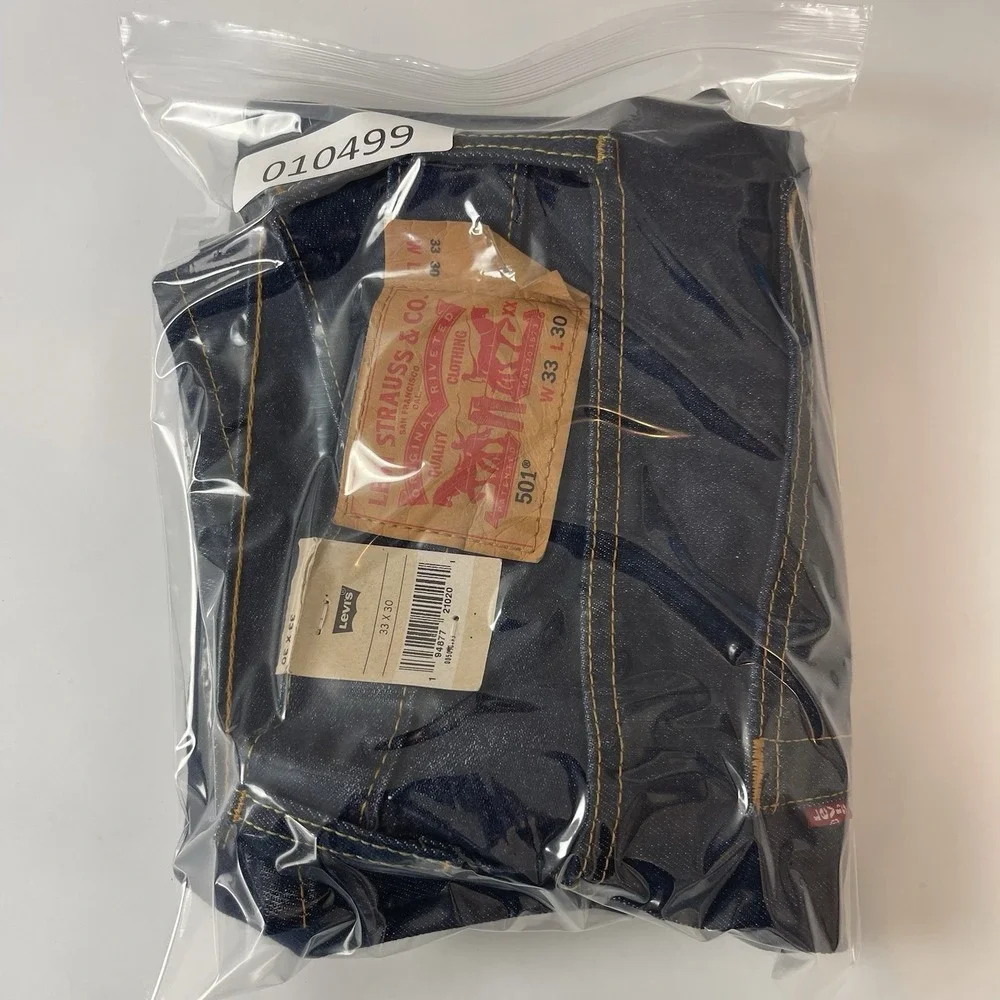 Levis Jeans Mens 33x30 Blue 501 Original Button Fly Stretch Dark Wash Cowboy New
